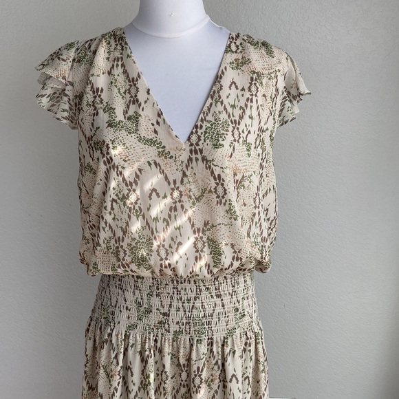 Ramy Brook Midi Dress With Flutter Sleeves And Smocked Waist - Picture 12 of 12